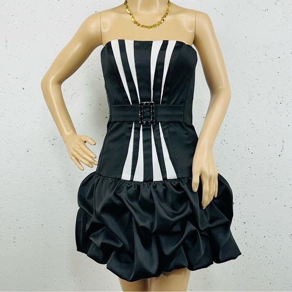 Vintage Jessica McClintock for Gunne Sax size 5 Black Strapless Mini Dress - Picture 1 of 16